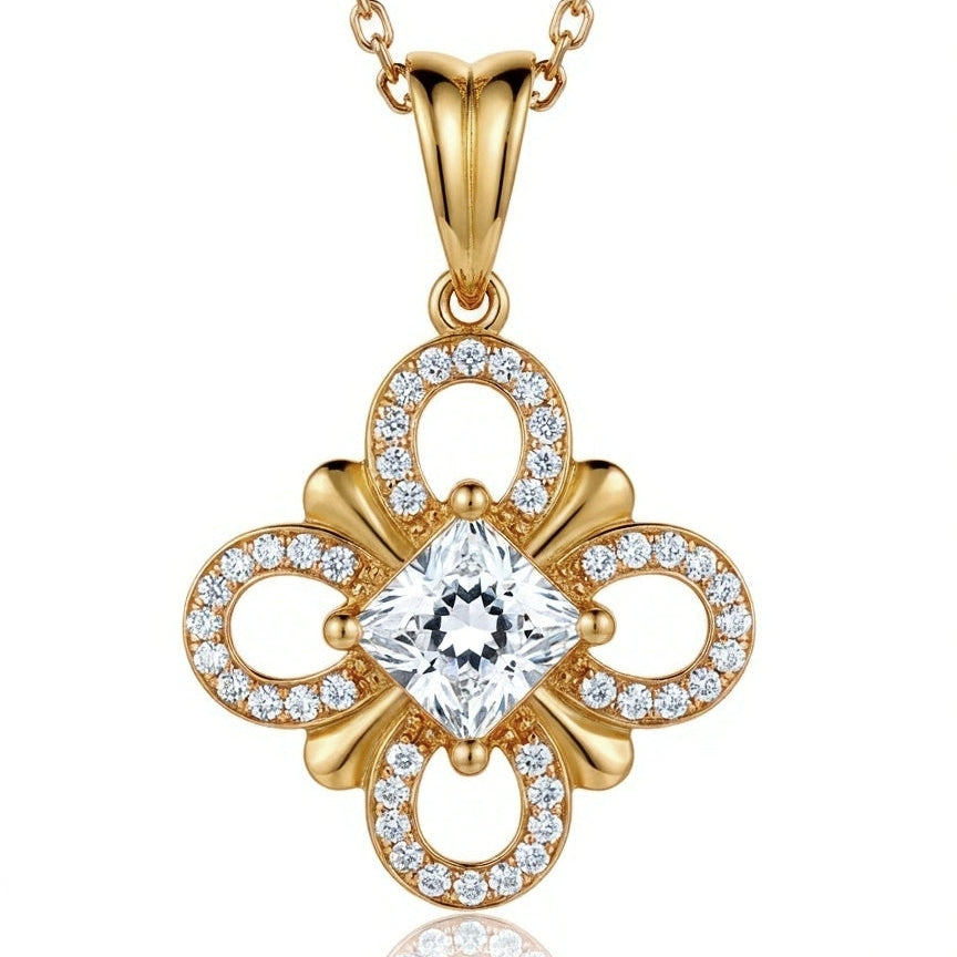 Tara Princess Cut Lab Diamond Solitaire Pendant - Jewelslane