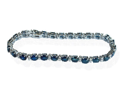 Tennis Bracelet with Sapphires and diamonds in white gold - Jewelslane