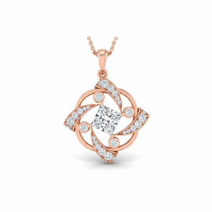 Eugene Princess Cut Lab Diamond Solitaire Pendant - Jewelslane