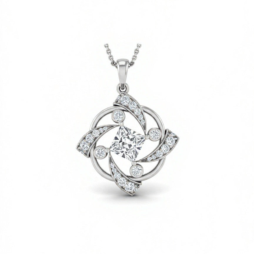 Eugene Princess Cut Lab Diamond Solitaire Pendant - Jewelslane