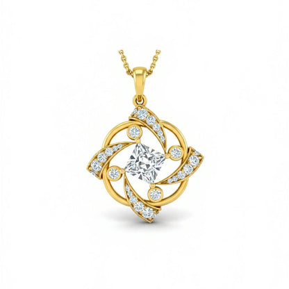 Eugene Princess Cut Lab Diamond Solitaire Pendant - Jewelslane