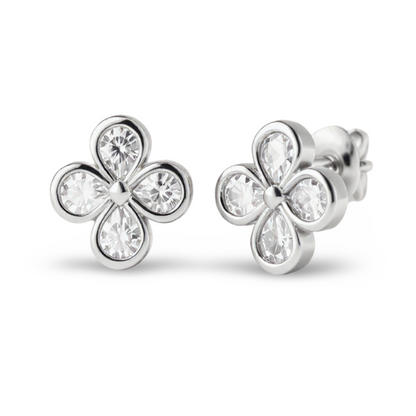 Ula Pear Shape Lab Diamond Clover Earrings - Jewelslane