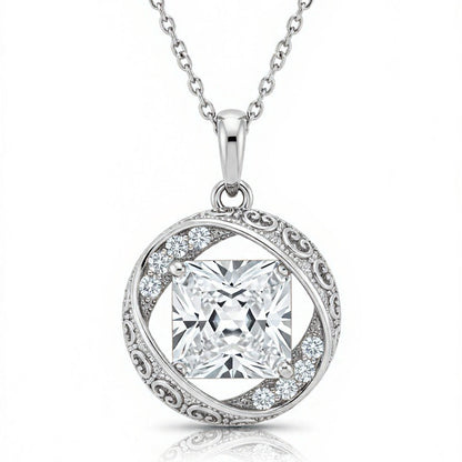 Ulrika Princess Cut Lab Diamond Solitaire Pendant - Jewelslane