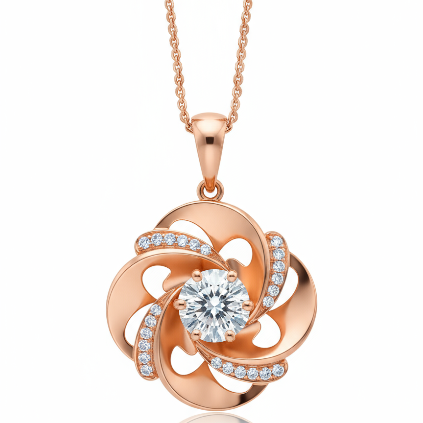 Rose Gold Vale Lab Diamond Solitaire Pendant