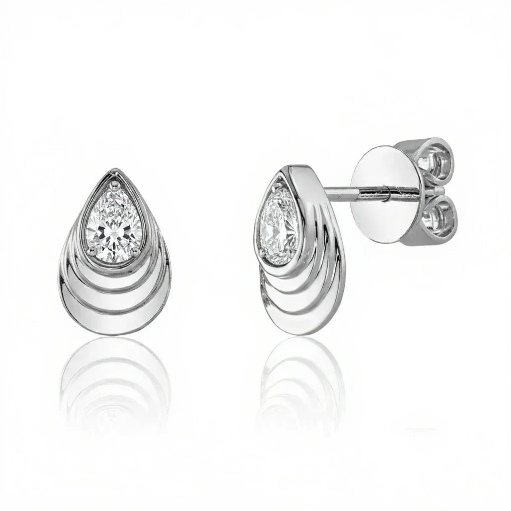 Valonia Pear Shape Lab Diamond Solitaire Earrings - Jewelsalne