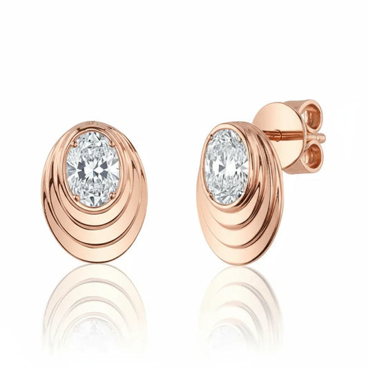Valora Oval Shape Lab Diamond Solitaire Earrings - Jewelslane