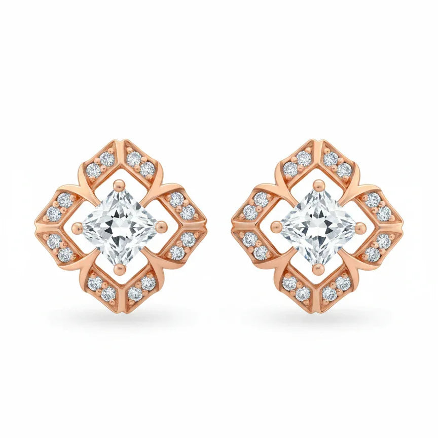 Vana Princess Cut Lab Diamond Solitaire Earrings - Jewelsalne