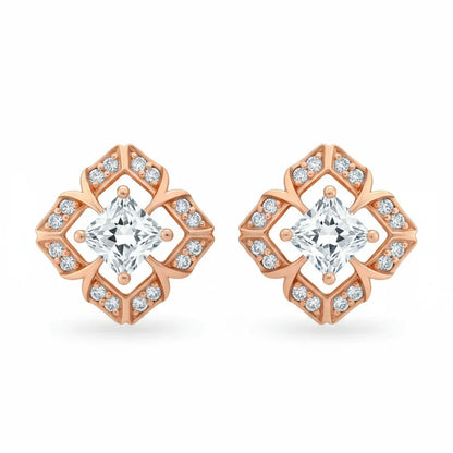 Vana Princess Cut Lab Diamond Solitaire Earrings - Jewelsalne