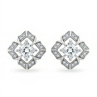 Vana Princess Cut Lab Diamond Solitaire Earrings - Jewelsalne
