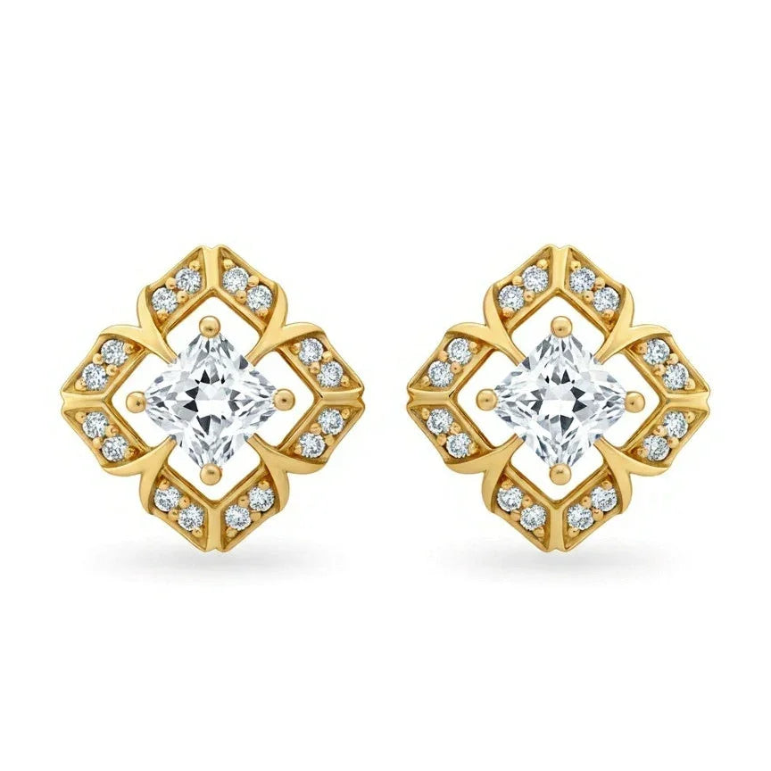 Vana Princess Cut Lab Diamond Solitaire Earrings - Jewelslane
