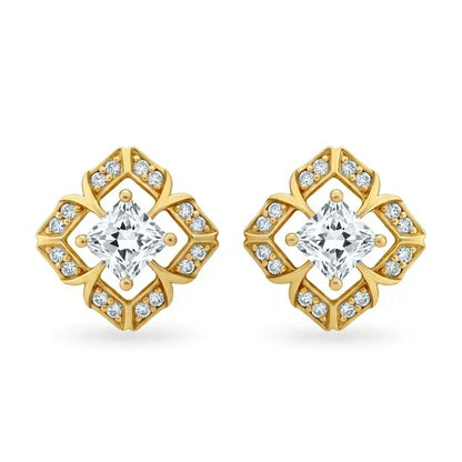 Vana Princess Cut Lab Diamond Solitaire Earrings - Jewelslane