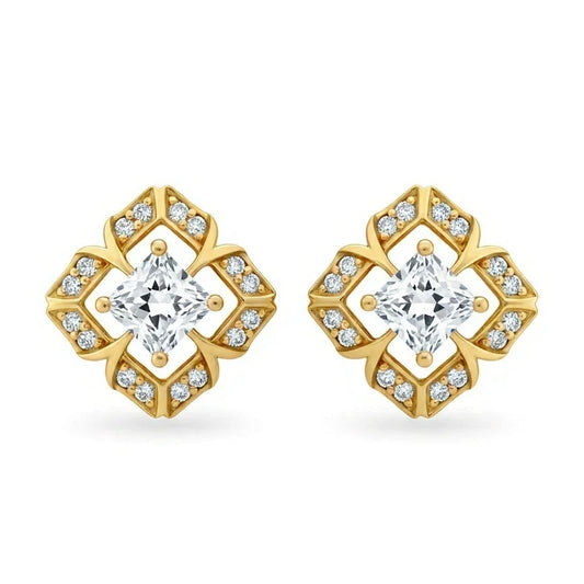 Vana Princess Cut Lab Diamond Solitaire Earrings - Jewelslane