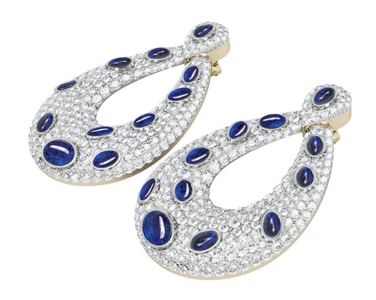 Vanessa Cabachon Sapphire & Diamond Earrings - Jewelslane
