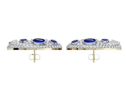 Vanessa Cabachon Sapphire & Diamond Earrings - Jewelslane