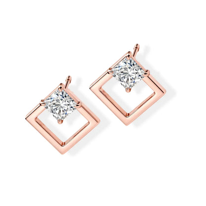 Vani Princess Cut Lab Diamond Solitaire Earrings - Jewelslane