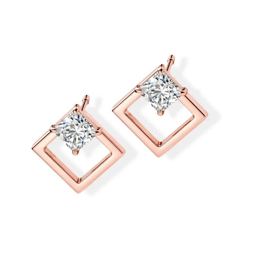 Vani Princess Cut Lab Diamond Solitaire Earrings - Jewelslane