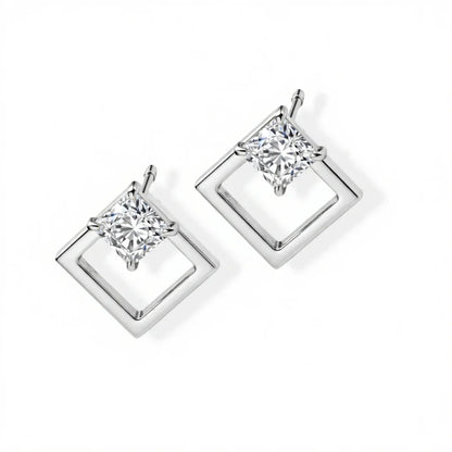 Vani Princess Cut Lab Diamond Solitaire Earrings - Jewelslane