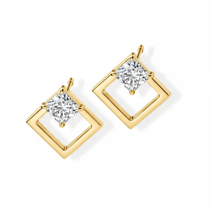 Vani Princess Cut Lab Diamond Solitaire Earrings - Jewelslane