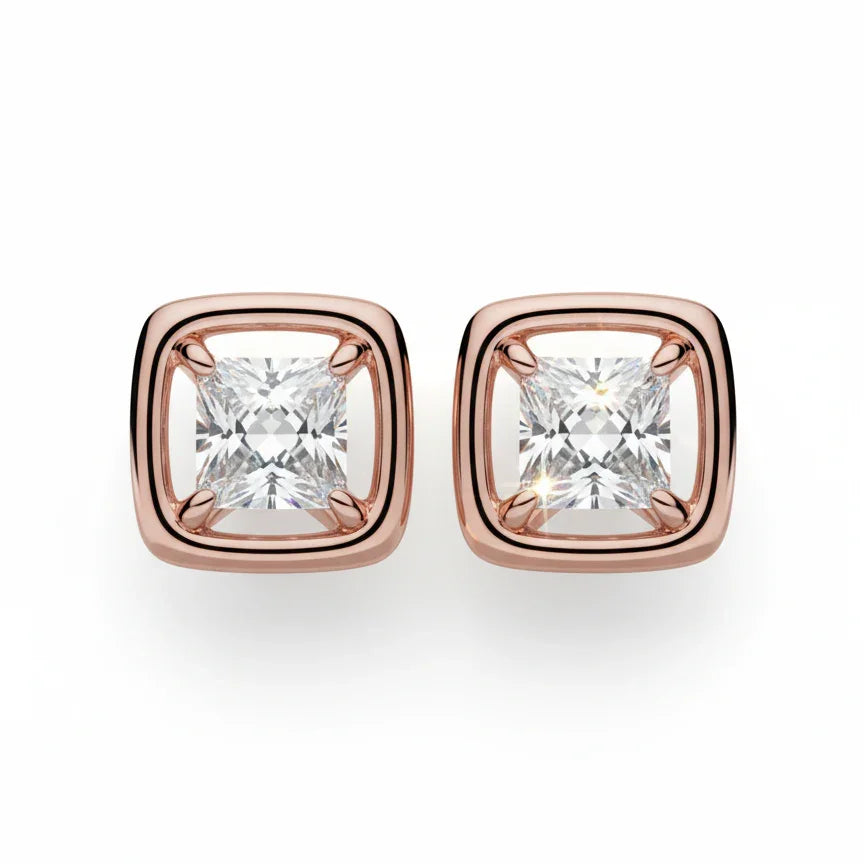 Varsha Princess Cut Lab diamond Solitaire Earrings - Jewelslane