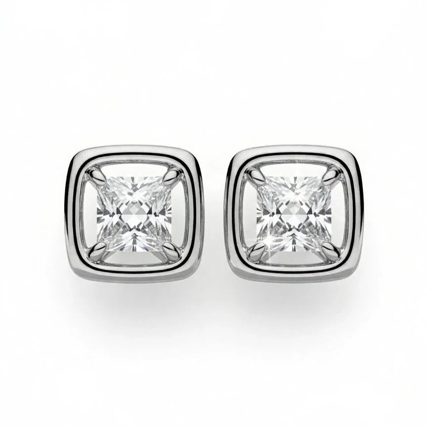 Varsha Princess Cut Lab diamond Solitaire Earrings - Jewelslane