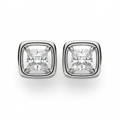 Varsha Princess Cut Lab diamond Solitaire Earrings - Jewelslane