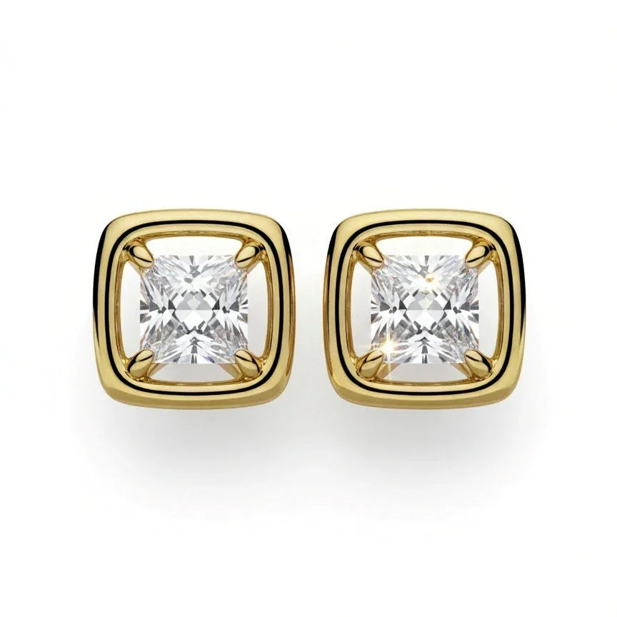 Varsha Princess Cut Lab diamond Solitaire Earrings