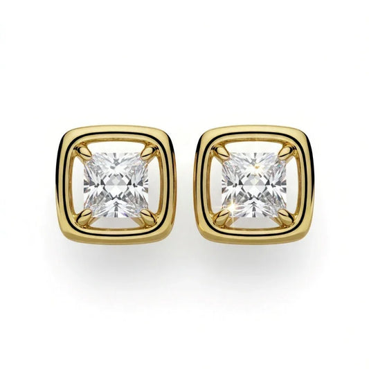 Varsha Princess Cut Lab diamond Solitaire Earrings