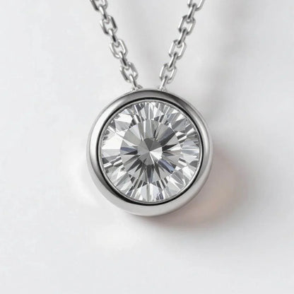 Via Lab Grown Round Brilliant Cut Diamond Bezel set Pendant - Jewelslane