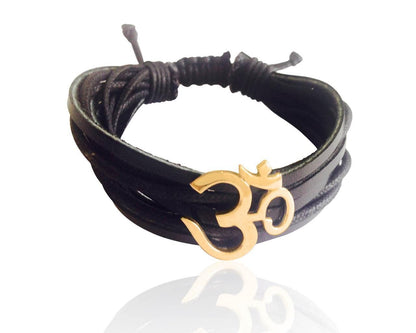 Wide Om Gold Bracelet - Jewelslane