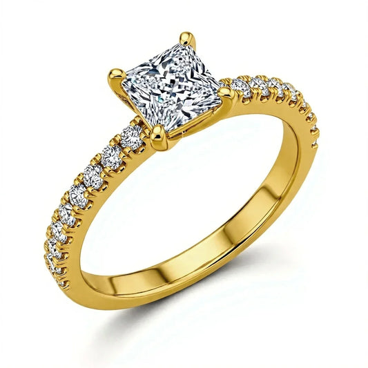 Willena Princess Cut Lab Diamond Solitaire Ring - Jewelslane