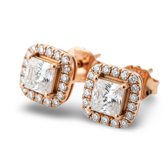 Willia Princess Cut Lab Diamond Solitaire Earrings - jewelslane