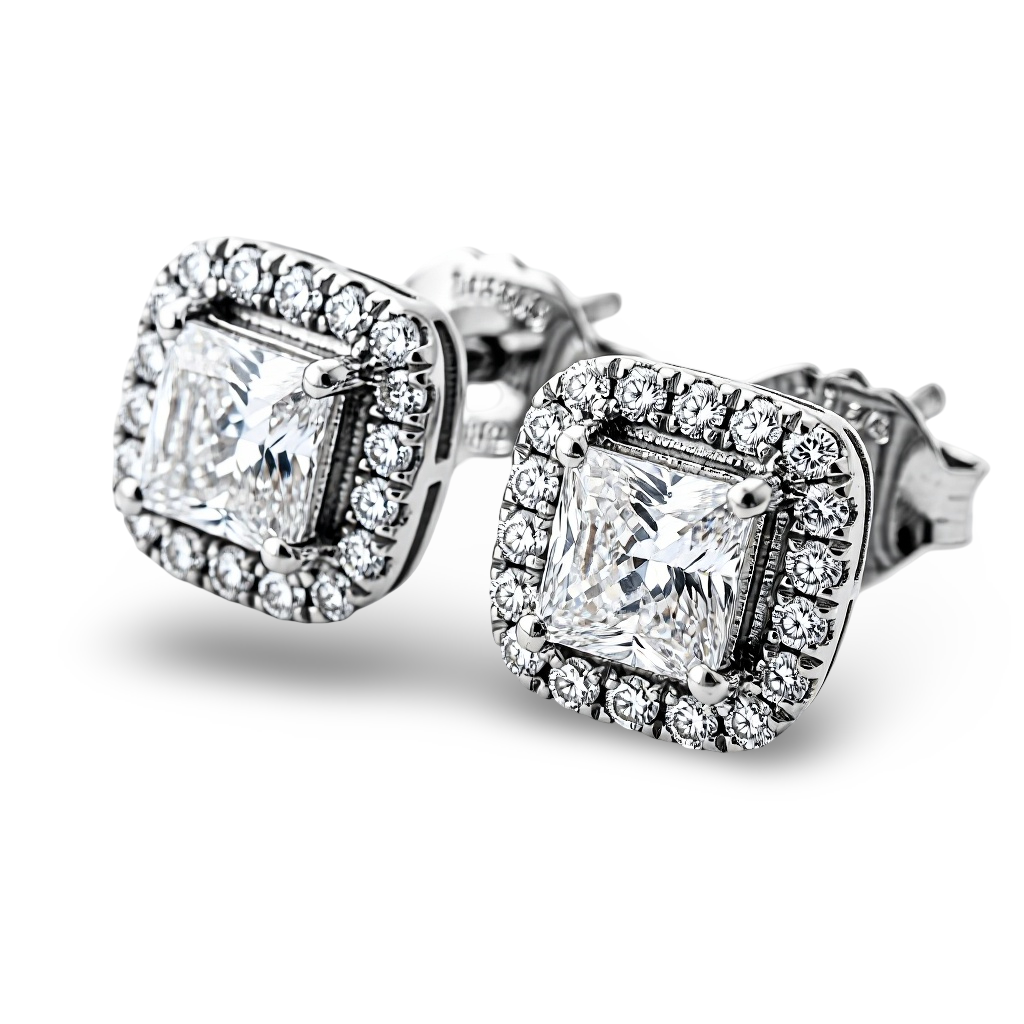 Willia Princess Cut Lab Diamond Solitaire Earrings - Jewelslane