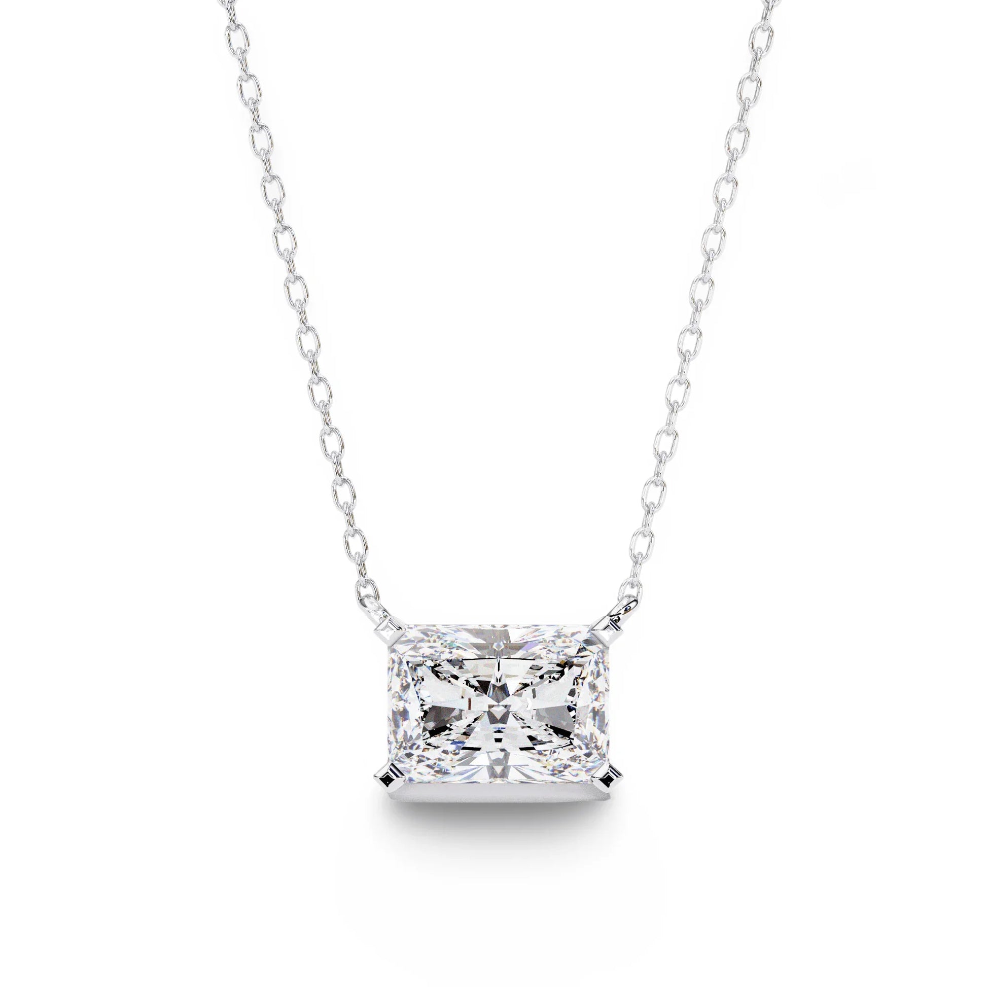 Ziva Radiant Cut Lab Grown Diamond Solitaire Pendant - Jewelslane