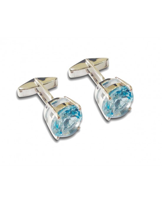 Blue Topaz Round Cufflinks