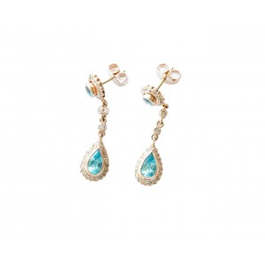 Blue Topaz Diamond  Earring in Gold