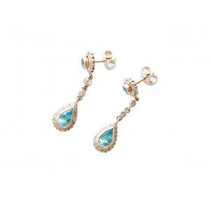 Blue Topaz Diamond  Earring in Gold