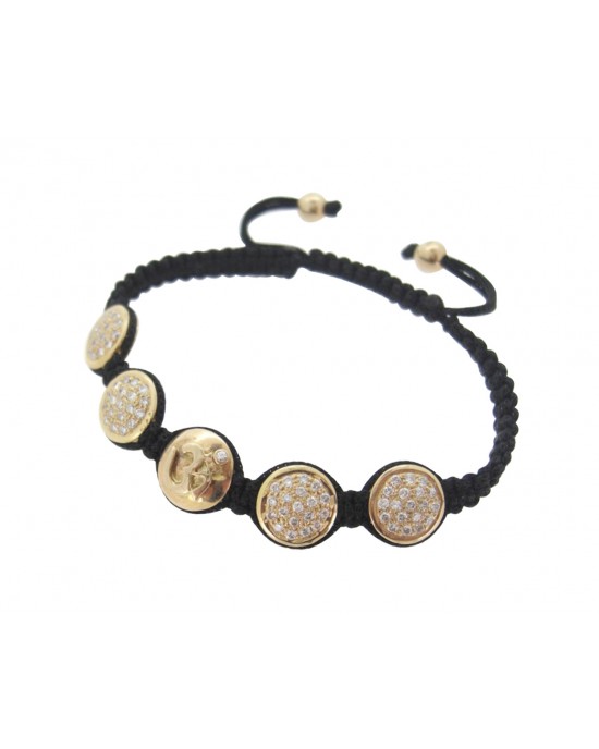 Om Bracelet Gold with Pave Diamond