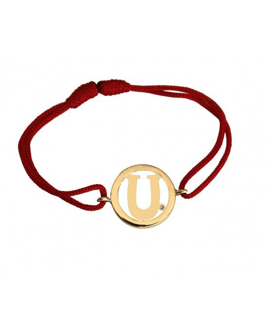 Alphabet U Gold Bracelet