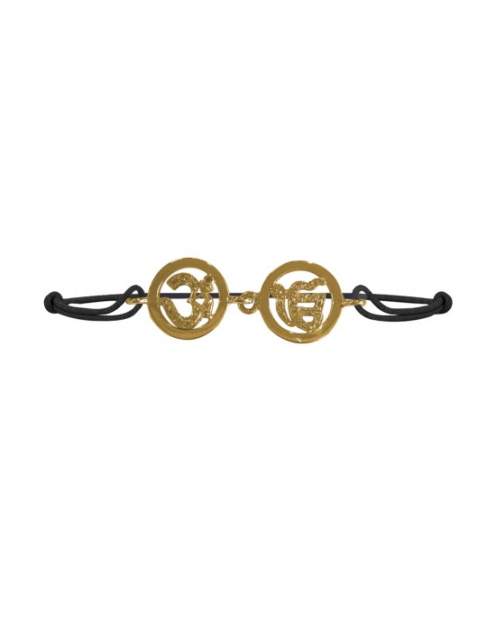 Om & Ik onkaar bracelet in 14k gold on adjustable thread bracelet