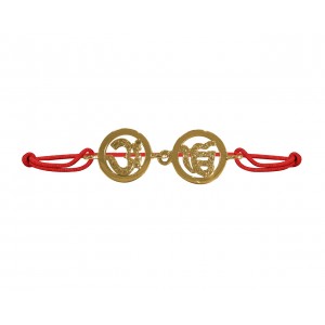 Om & Ik onkaar bracelet in 14k gold on adjustable thread bracelet