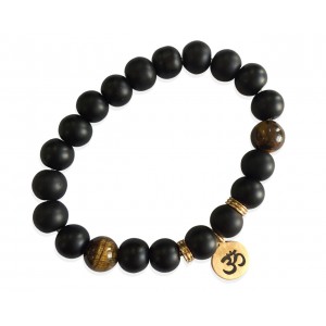 Aumkaara Positivity Bracelet with Tiger’s eye & Black onyx in gold