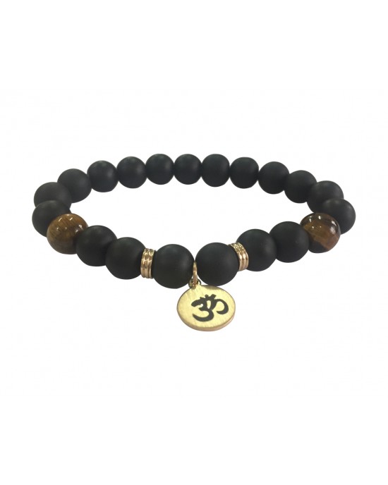 Aumkaara Positivity Bracelet with Tiger’s eye & Black onyx in gold