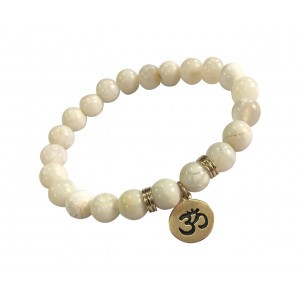 Aumkaara Tranquility Bracelet in gold with White Agate crystal beads