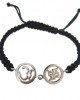 Om & Swastik Bracelet in Silver with Diamonds on Nylon thread