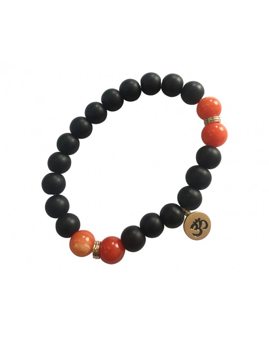 Aumkaara Motivational Bracelet with Black onyx and Carnelian