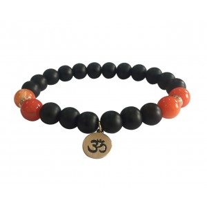 Aumkaara Motivational Bracelet with Black onyx and Carnelian