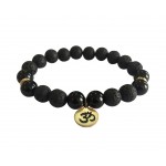 Aumkaara Stability bracelet with Lava Beads & Black onyx in gold