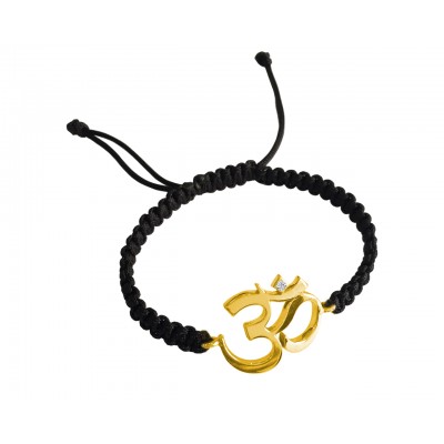Auspicious Calligraphic Om Bracelet in 14k gold with diamond