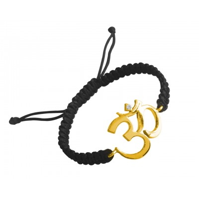 Auspicious Calligraphic Om Bracelet in 14k gold with diamond