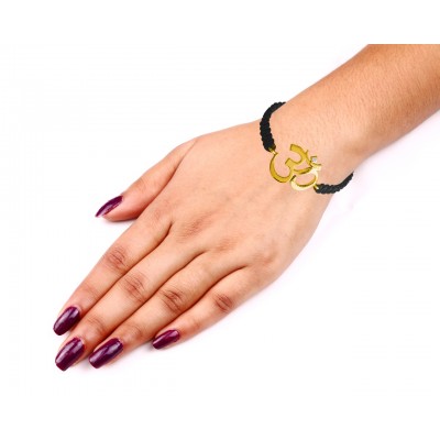 Auspicious Calligraphic Om Bracelet in 14k gold with diamond